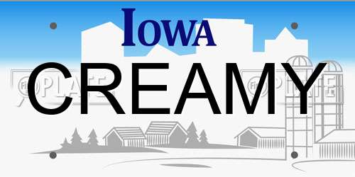CREAMY Iowa License Plate