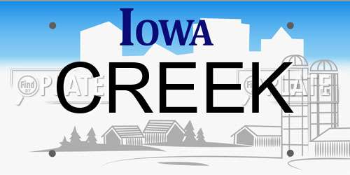 CREEK Iowa License Plate