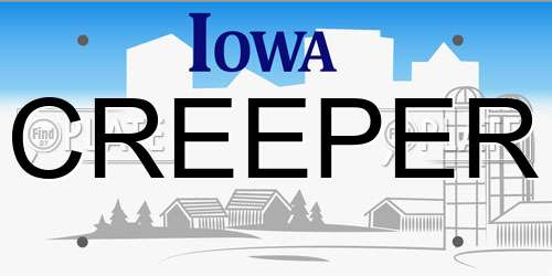 CREEPER Iowa License Plate