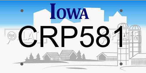 CRP581 Iowa License Plate