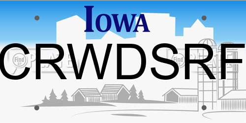 CRWDSRF Iowa License Plate