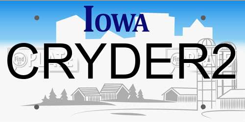 CRYDER2 Iowa License Plate