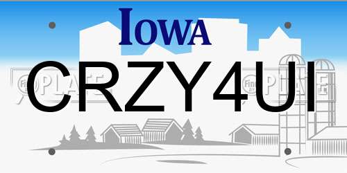 CRZY4UI Iowa License Plate