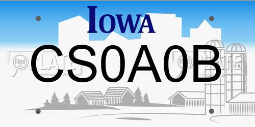 CS0A0B Iowa License Plate