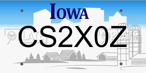 CS2X0Z Iowa License Plate