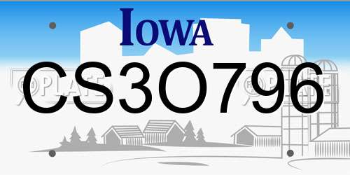 CS3O796 Iowa License Plate