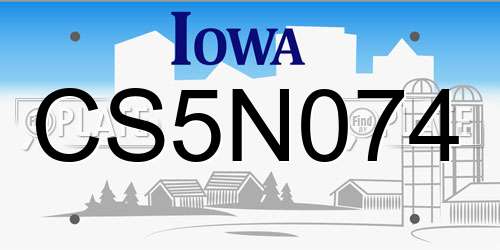 CS5N074 Iowa License Plate