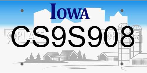 CS9S908 Iowa License Plate