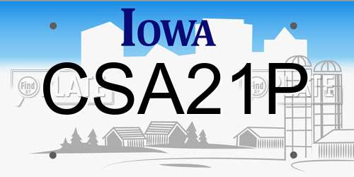 CSA21P Iowa License Plate