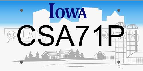CSA71P Iowa License Plate