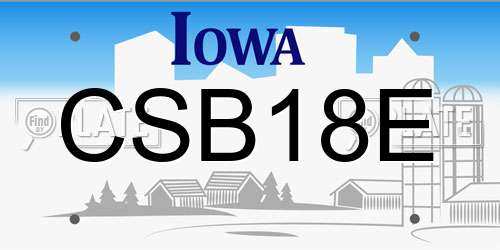 CSB18E Iowa License Plate