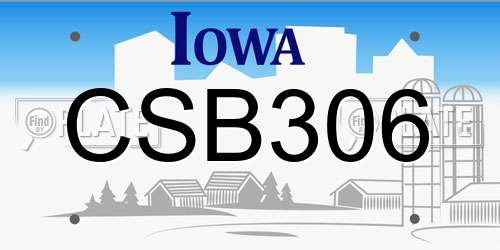 CSB306 Iowa License Plate