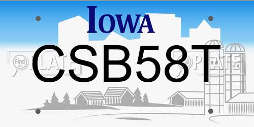 CSB58T Iowa License Plate