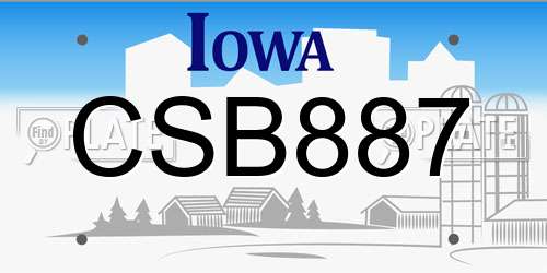 CSB887 Iowa License Plate