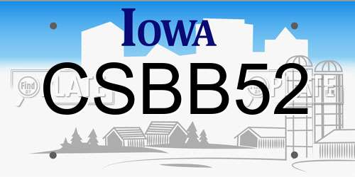 CSBB52 Iowa License Plate
