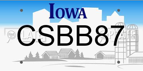 CSBB87 Iowa License Plate