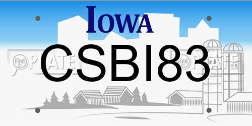CSBI83 Iowa License Plate