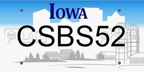 CSBS52 Iowa License Plate