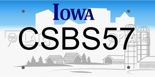 CSBS57 Iowa License Plate