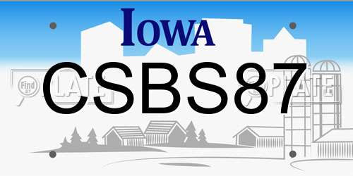 CSBS87 Iowa License Plate