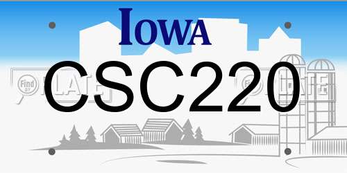 CSC220 Iowa License Plate