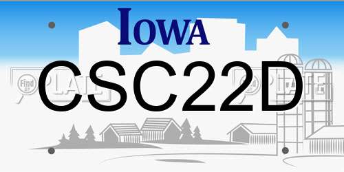CSC22D Iowa License Plate