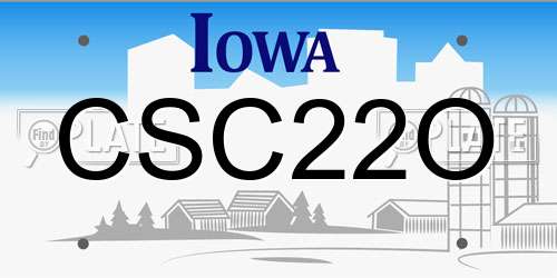 CSC22O Iowa License Plate