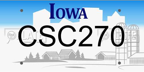 CSC270 Iowa License Plate