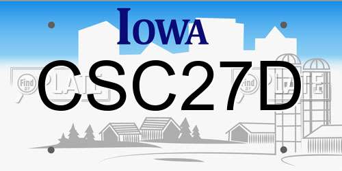 CSC27D Iowa License Plate