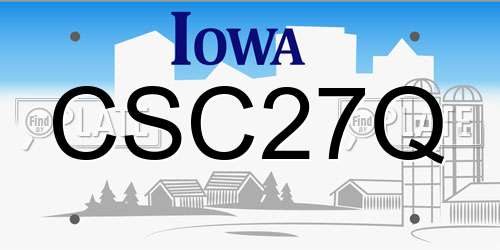 CSC27Q Iowa License Plate