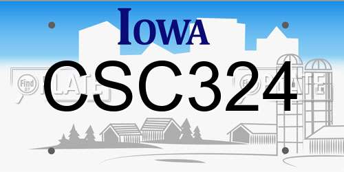 CSC324 Iowa License Plate
