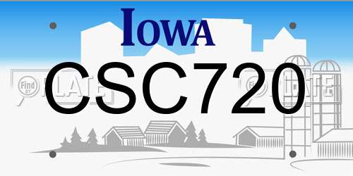 CSC720 Iowa License Plate