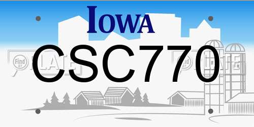 CSC770 Iowa License Plate