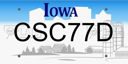 CSC77D Iowa License Plate
