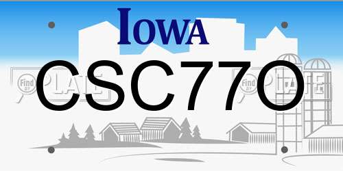 CSC77O Iowa License Plate