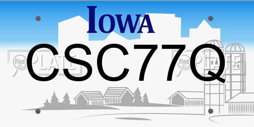 CSC77Q Iowa License Plate