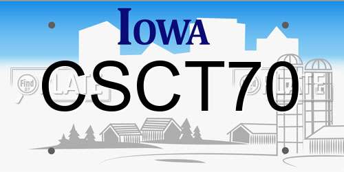 CSCT70 Iowa License Plate