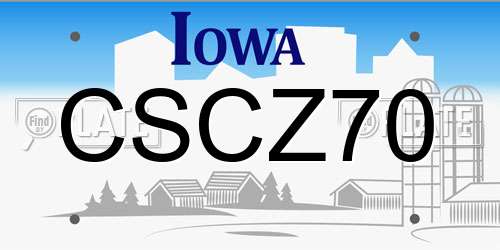 CSCZ70 Iowa License Plate