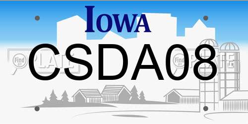 CSDA08 Iowa License Plate