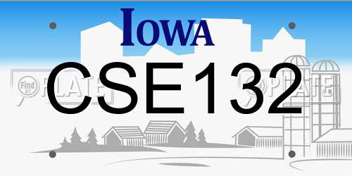 CSE132 Iowa License Plate