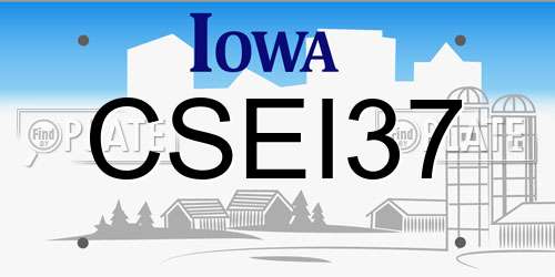 CSEI37 Iowa License Plate