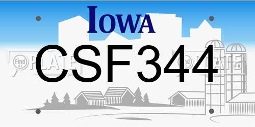 CSF344 Iowa License Plate
