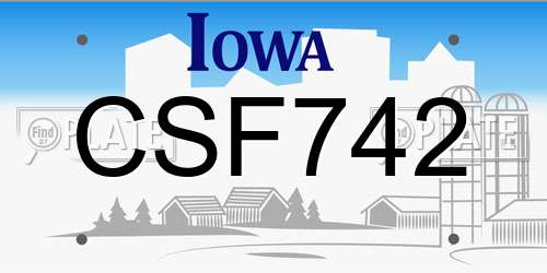 CSF742 Iowa License Plate