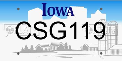 CSG119 Iowa License Plate