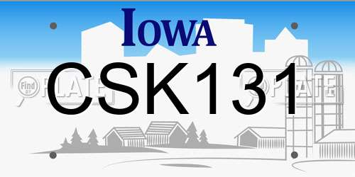 CSK131 Iowa License Plate