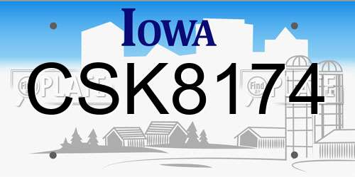 CSK8174 Iowa License Plate