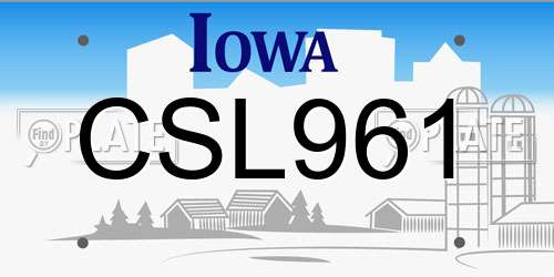 CSL961 Iowa License Plate