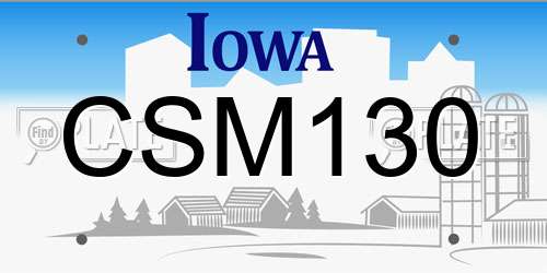 CSM130 Iowa License Plate