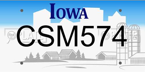 CSM574 Iowa License Plate