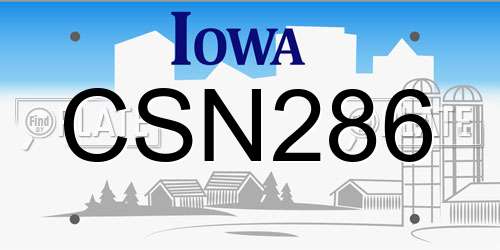 CSN286 Iowa License Plate